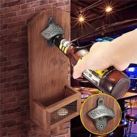 ℗ Wooden Wall Mounted Bottle Opener Household Vintage Wall Mounted Bar Beer Glass Bottle Cap Opener Kitchen Home Decoration 2023