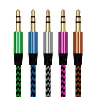 ☞﹍ Audio Cable Kabel Line Cord Line Cord Cable Kabel 3.5mm Plug Male Audio Video Aux Cable 1m Nylon Auto Car Audio