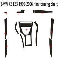 บานประตูควบคุมส่วนกลางสำหรับ BMW,X5 E53 1999 2006,มือจับตกแต่งอุปกรณ์เสริมรถยนต์3D/5D สติกเกอร์ไฟเบอร์คาร์บอน