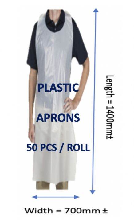 Frontliner Ppe Disposable Plastic Aprons White 50pcs Roll