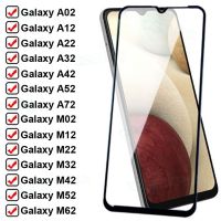 Samsung Galaxy A02 A12 A22 A32 M52 A42 A52 A72กระจกเทมเปอร์ฟิลม์ปกป้องหน้าจอ M02 M12 M22 M32 M42 M62แก้วป้องกันการระเบิดของ