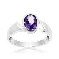 CHRISHA_แหวนเงินแท้ 925 ประดับพลอยอะเมทิส (Amethyst) และเคลือบด้วยทองคำขาว ขนาด 7.5 *บริการปรับขนาดแหวนฟรี แชทกับร้านก่อนสั่งซื้อ*