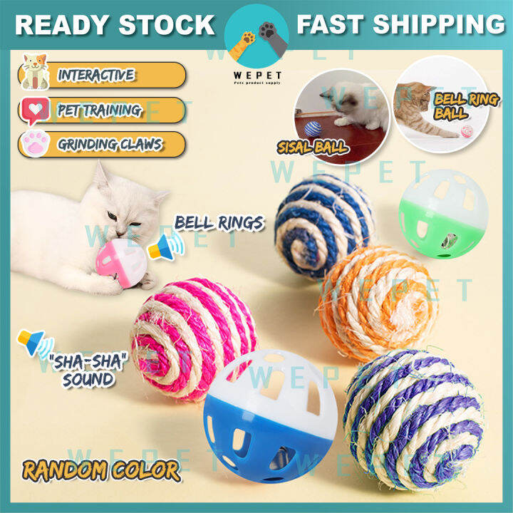 [We Pet] Cat play Ball rope Ball Ring Bell Cat Toy Fun Cat Color ...