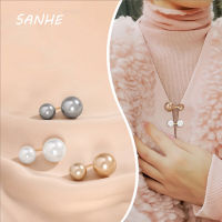 Sanhe 3ชิ้น/เซ็ตที่เรียบง่ายมุกเข็มกลัดป้องกันแสงสะท้อนหัวเข็มขัดขาเสื้อผ้าคงที่ที่มองไม่เห็นเข็มกลัดความปลอดภัยเครื่องประดับตกแต่ง