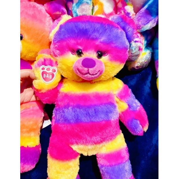 ตุ๊กตาบิ้วอะแบร์-tropocal-summer-สีสดมากขนนุ่มใหม่มากจ้า-build-a-bear-สินค้ามือสองนำเข้าจากอเมริกา