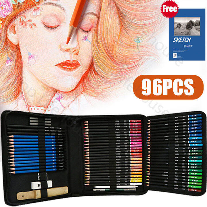 【Free Sketchbook】Professional Art Pencil Set 32/52/71/96PCS Sketch ...