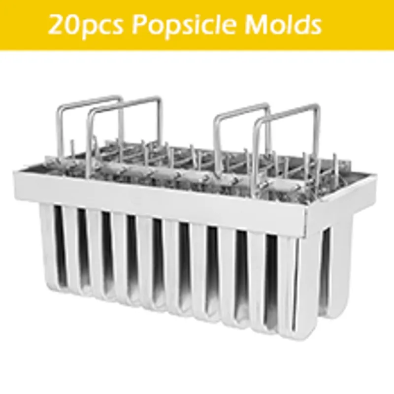 20Pcs Stainless Steel Popsicle Molds Commercial Ice Pop Molds Ice Cream  Maker Mold Stick Holder with Lid Single Cup Capacity 108g