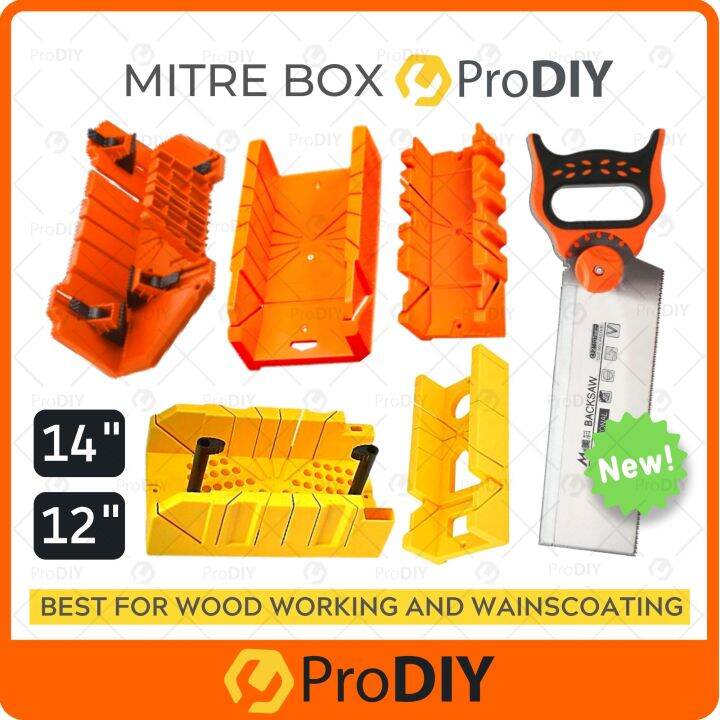 PRODIY Wood Mitre Box With Saw Tenon Saw Box Angle Potong Gergaji Kayu