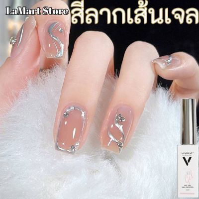 LaMart Store💅🏻 สีเพ้นส์เจล สีลากเส้น สีเจลลากเส้น พร้อมพู่กันในขวด UV/LED Gel DIY Nail Art Painting Gel Semi-Permanent Nail Art Design