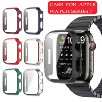 For Apple Watch Case Series 7 41mm 45mm Tempered Glass Bumper Edge PC Shockproof Protective Cover Frame for iWatch 7