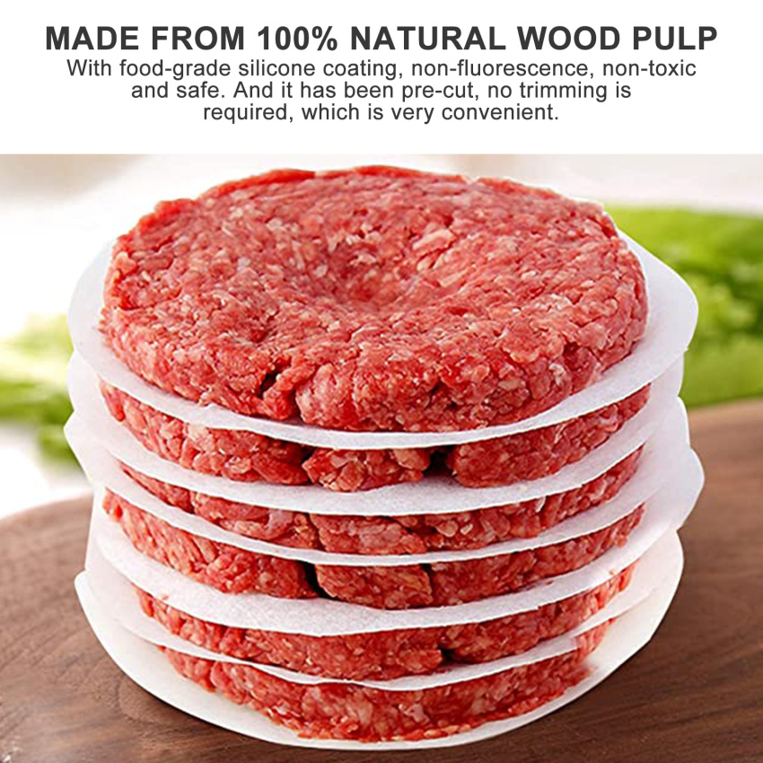 Hamburger Round Separators Non-Stick Heat Resistant Lunch Meat Waxed Paper Cook Bake Steaming Grill BBQ Barbecue 500 pcs Patty Papers for 4.5 Inch Burger Press 