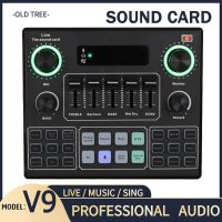 V9 Bluetooth Sound Card Mixer Microphone Audio Performance Recording Webcast Game Live Studio Karaoke for Headset Phone Computer