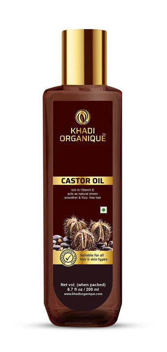 Khadi Organique Premium Castor Oil Cold Pressed Extra Virgin For Hair ...