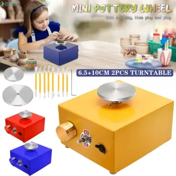 Updated Mini Electric Pottery Wheel Machine Small Pottery Forming Machine  With Tray for DIY Ceramic Work Clay Art Craft red 