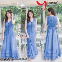 เดรสยีนส์ Dress Jeans  แม๊กซี่เดรสยีนส์ แซกยีนส์ยาว Leonine JU6306 ยีนส์แท้นิ่มฟอกอ่อน