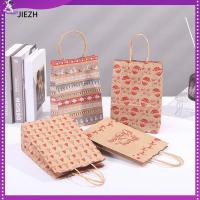 JIEZH 5pcs ของขวัญสำหรับเด็ก ถุงกระดาษลายคริสต์มาส เกล็ดหิมะเกล็ดหิมะ ดีไอวาย กล่องของขวัญ ของใหม่ ของตกแต่งงานปาร์ตี้ บรรจุภัณฑ์อาหาร สุขสันต์วันคริสต์มาส