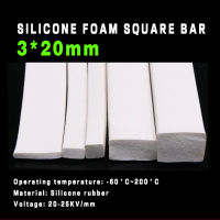 (10ม.) 3*20มม.แถบโฟมซิลิโคนสี่เหลี่ยม แถบปิดทนอุณหภูมิสูงกันลื่นสารป้องกันการแข็งตัวฉนวนกันเสียงกันน้ำแถบยางยืดฟองน้ำเนื้อนุ่มแบน