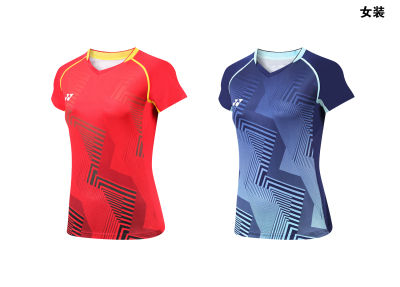 Hot Sale   Womans Badminton Jersey Sports T-shirt Competition Training Short-sleeve Jersey 2303B