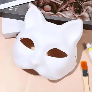  2pcs Mask Halloween Fox Therian Mask Cosplay Costume Half  Face Animal Furry Party Halloween Eye Cat Masks Halloween Costumes