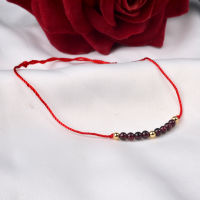 ZHIXI Natural Garnet Anklet Real 18K Gold Ball Hand Woven Adjustable Red String for Women Fine Jewelry Gift S528