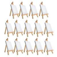 【hot】♠  14Pcs Canvas And Easel Set 4X4 Inch Pre-Stretched Canvas Painting Kit Kids