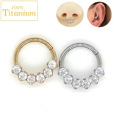 1Pcs Zircon Septum Piercing Clicker Surgical Steel Nose Rings Helix Cartilage Tragus Nariz Percings Earrings Body Jewelry 8/10mm