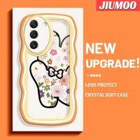 JIUMOO เคสปลอกสำหรับ Samsung S22พลัส S22อัลตร้า5G ลายการ์ตูนดอกไม้กระต่ายดีไซน์ใหม่เคสมือถือกันกระแทกแบบใสนิ่มโปร่งใสลายกล้องถ่ายรูปเก๋ไก๋กรอบป้องกันซิลิกาเจล