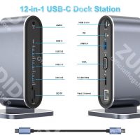 12ใน1 USB ชนิด C ฮับ USB USB C To PD 100W/4K/RJ45/USB3.0/3.5Mm /Tf ช่อง SD /Tf/vga อะแดปเตอร์แท่นวางมือถือสำหรับดุมแล็ปท็อปแมคบุ๊ค