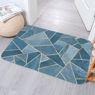 Simple Nordic Geometry Bedroom Anti-Slip Coral Velvet Carpet Rug Gradient Kitchen Bath Entrance Door Mat Home Decor Doormat