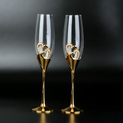 Crystal champagne glasses wedding goblets red wine glasses European household sparkling sweet wine glasses golden glasses