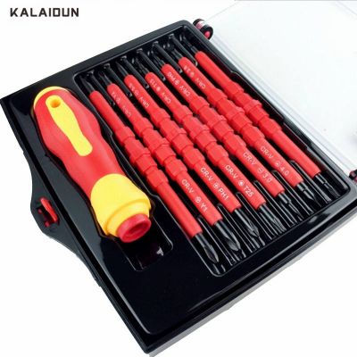 KALAIDUN 14 IN 1 Screwdriver Set Multi-purpose Magnetic Electrican insulated Electric Hand scerwdriver set repair tools kit set
