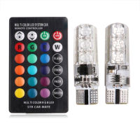 1 Pair T10 5050 Remote Control Car LED Bulb 6 Smd Multicolor RGB Side Light Bulbs