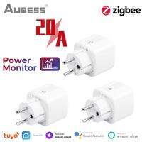 Tuya ปลั๊กเสียบสมาร์ท Zigbee EU 20A อะแดปเตอร์สมาร์ทชีวิตควบคุมด้วยเสียงเต้าเสียบทำงานร่วมกับ Alexa Google Home ยานเดกซ์