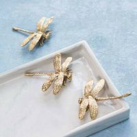 3 Pcs Brass Dragonfly Handle Simple Nordic Cabinet Gold Drawer Door Pull Knob Bedside Table Bathroom Handle Decoration