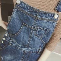 Korean Women Overall Jumpsuits Denim Jeans Strapless Long Pants Casual seluar