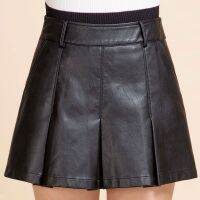 2022 Spring New Listing Autumn Winter PU Leather Shorts Women Skirt Pants Fashion Loose Wide Legs Bag Hip Leather Skirt Bootcut