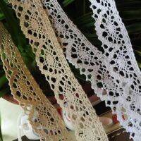 (Star fabric)5 Meter/Pack สีขาว Beige Cotton Lace Ribbon Trim 1ซม.1.5ซม.1.7ซม.2.5ซม.4ซม.กว้าง DIY ทำด้วยมืออุปกรณ์เสริม DIY