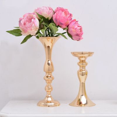 GoldSilver Metal Candle Holder 21cm8 Stand Flowers Vase Candlestick As Road Lead Candelabra Centre Pieces Wedding Decoration