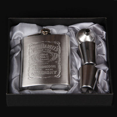 4Pcs Set Flagon 7oz Portable Stainless Steel Hip Flask Whiskey Wine Pot Set With Bottle Funnel Cup Travel Tour Classic Drinkware