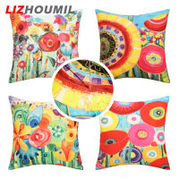 LIZHOUMIL หมอนอิงตกแต่ง4ชิ้นปลอกหมอนปลอกหมอนพิมพ์ลายดอกไม้สำหรับสวนชาวบ้านระเบียง (18X18นิ้ว)