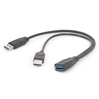 สายชาร์จ Usb 3.0แบบคู่อะแดปเตอร์ Y ตัวผู้กับสายสายปลั๊กตัวเมีย30ซม.