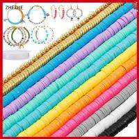 ZHEZHE 10 Strands ทองสีทอง ลูกปัดไฮชิดินเหนียวไวนิล 10สี 6mm ครับ ลูกปัดดินโพลิเมอร์ ลูกปัดสีพาสเทล 2แพ็ค ลูกปัดเว้นระยะกลมแบน สร้อยคอดีไอวาย