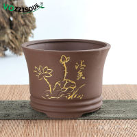 Hot Sale Handmade Chinese Bonsai Terracotta Pot Ceramic Cactus Succulent Planter Vintage Garden Home Design Golden Flowerpot