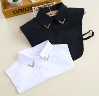 【Feb】 Handmade Winter Collar cotton detachable shirt collar fashion black False took blouse collar lace pearl fake collar white shirts