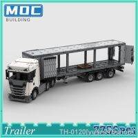 ☄ yulin775shop MOC-Caminhão Trailer com Cortinas Deslizantes Transporter Unidade de Trator 6x4 Blocos Construção Inspirados Carro Alta Tecnologia Brinquedos para Crianças