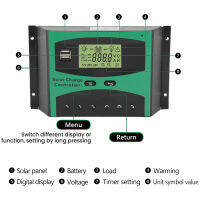 60A 12/24V Solar Charge Controller Dual USB Port Good Heat Dissipation Solar Panel Intelligent Regulator