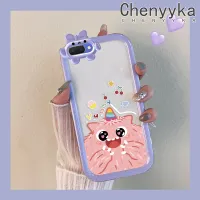 เคส Chenyyka สำหรับ A3s OPPO A5 A12E 2018 Realme Realme C1 2ชิ้นเคสการ์ตูนรูปโบว์รูปสัตว์ประหลาดน้อยมอนสเตอร์ตัวน้อยน่ารักปลอกนิ่มทนต่อการขัดถูเคสโทรศัพท์โปร่งใสเลนส์กล้องถ่ายรูป TPU ซิลิกาเจลฝาครอบป้องกัน