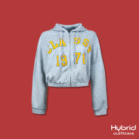 Hybrid Hoodie  ไฮบริดเสื้อฮู้ดแขนยาวผู้หยิง สีเทา(Top Dye)WC-162-TD