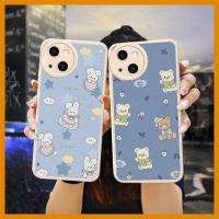 simple leather Phone Case For iphone13 Mini solid color Back Cover Cartoon texture soft shell dust-proof funny couple