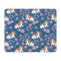 【jw】❁♕❖  Blenheim Cavalier King Charles Spaniel Dog Desk Mousepad Rubber Base Playing At Night In A Garden